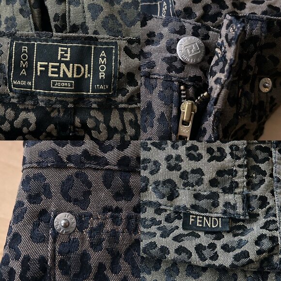 90s Vintage Fendi Leopard Print Jeans Pants Mid Rise Tapered Leg Animal Print. - Picture 5 of 6